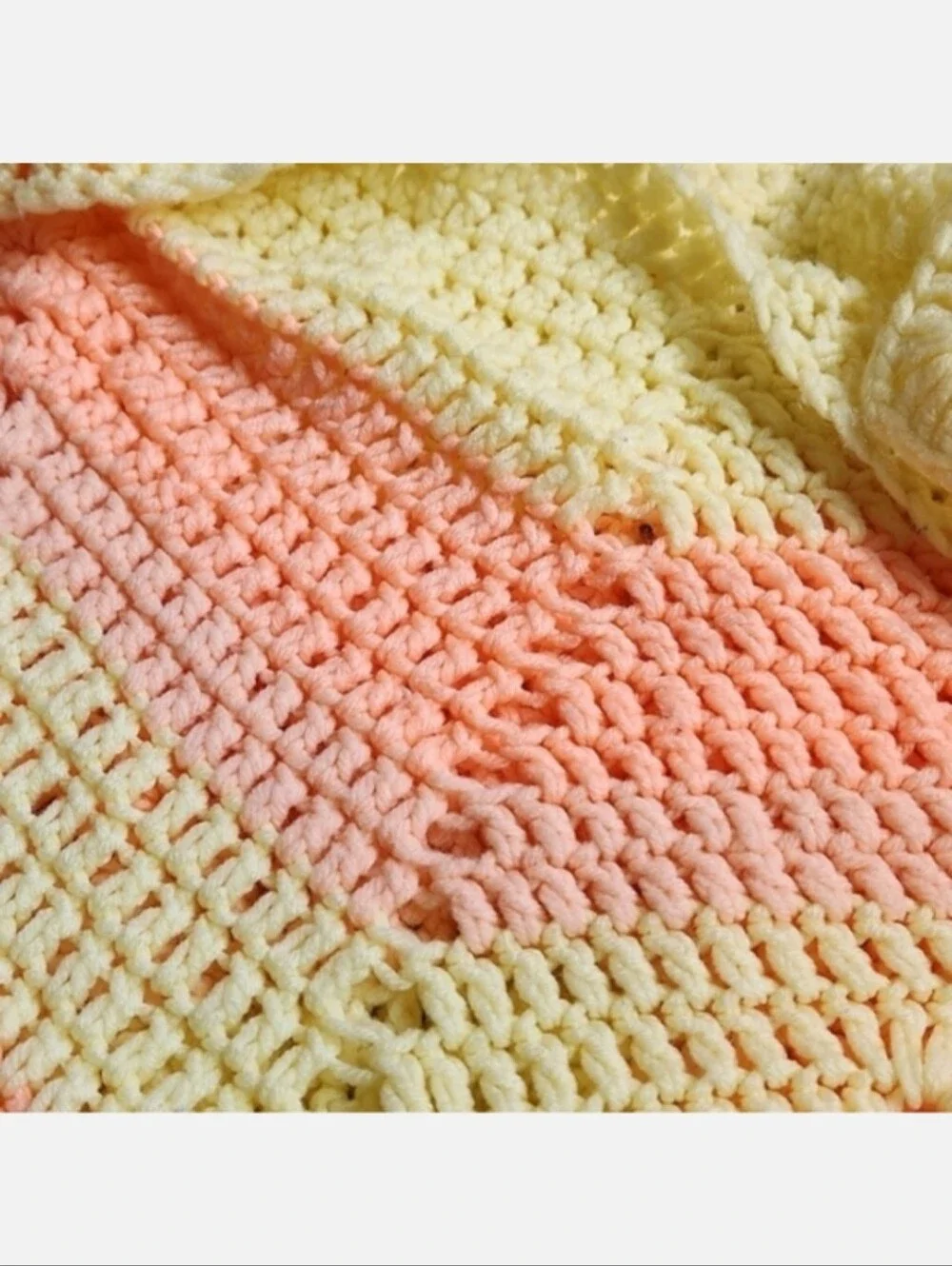 8 point Star Snowflake Crochet Knit Baby Blanket Throw Yellow Pink Peach Coral